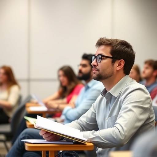 Una persona che partecipa a un corso di leadership