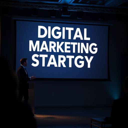Una persona che presenta una strategia di marketing digitale